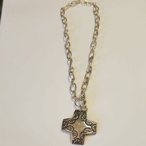 Silpada Sterling Silver Cross Necklace Pendant Chain Toggle 925 Signed